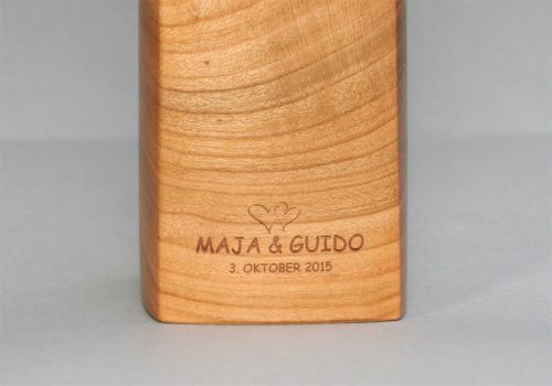 Woodandform Salz- und Pfeffermühle mit Gravur, Lasergravur, engraving