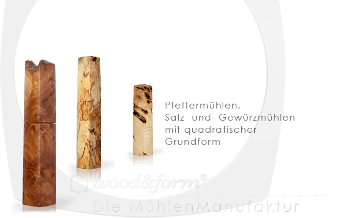 Woodandform Salz- und Pfeffermühlen – mit quadratischer Grundform