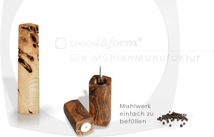 Woodandform Salz- und Pfeffermühlen – Keramikmahlwerk einfach zubefüllen