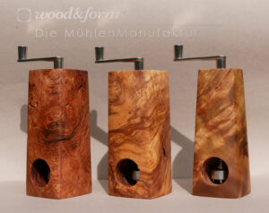 Woodandform Muskatmühlen Steineiche Olivenholz Myrthe